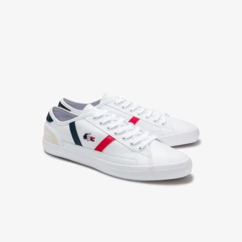 Lacoste Sideline Leather Tricolore Sneakers - Tenisky Pánské Bílé / Béžový | CZ-rHiAUJ